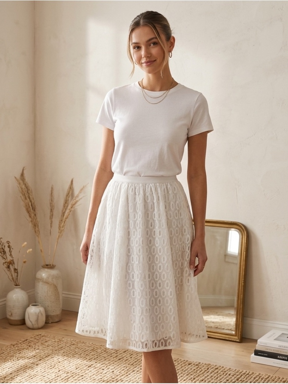 Anthropologie Maeve Lawn Party Skirt With Pockets White A-Line Eyelet Size 4 - Picture 12 of 12